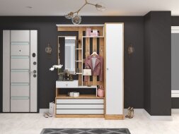 Прихожая модульная Ямайка, дуб крафт золотой / белый