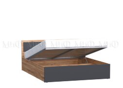  Кровать с подъемным механизмом Мартина, графит/дуб крафт 