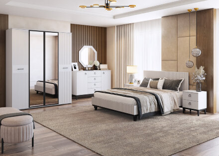 Кровать двуспальная  с мягким изголовьем и подъемным механизмом Шарлиз   