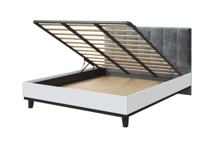 Кровать двуспальная  с мягким изголовьем и подъемным механизмом Шарлиз   