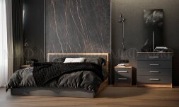 Шкаф для одежды 4 двери Мартина, графит/дуб крафт 