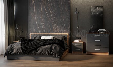 Шкаф для одежды 4 двери Мартина, графит/дуб крафт  