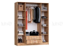 Шкаф для одежды 4 двери Мартина, графит/дуб крафт 
